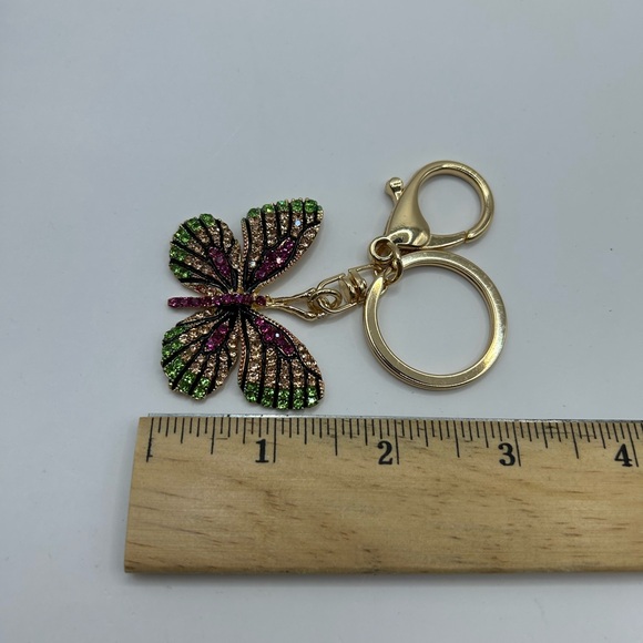 Sparkly Butterfly Gold Tone Keychain - Picture 4 of 4